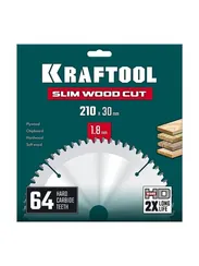 KRAFTOOL Slim wood cut 210 х 30 x 1.8 мм, 64Т, диск пильный по дереву, (36955-210-30-64)