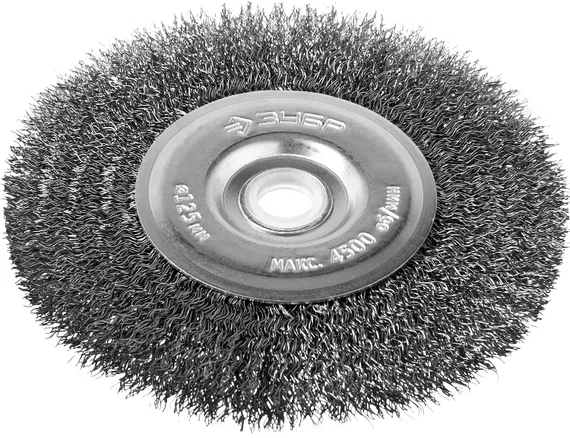 ЗУБР 125 х 12.7 мм, витая, стальная проволока 0.3 мм, дисковая щетка-крацовка для точильно-шлифовального станка, Профессионал (35185-125)