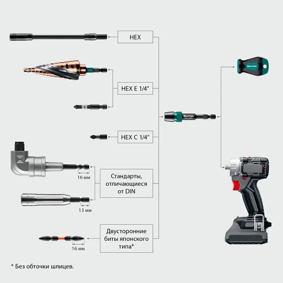KRAFTOOL BULLDOG, 75 мм, адаптер с жесткой автоматической фиксацией для шуруповертов (26785-75)