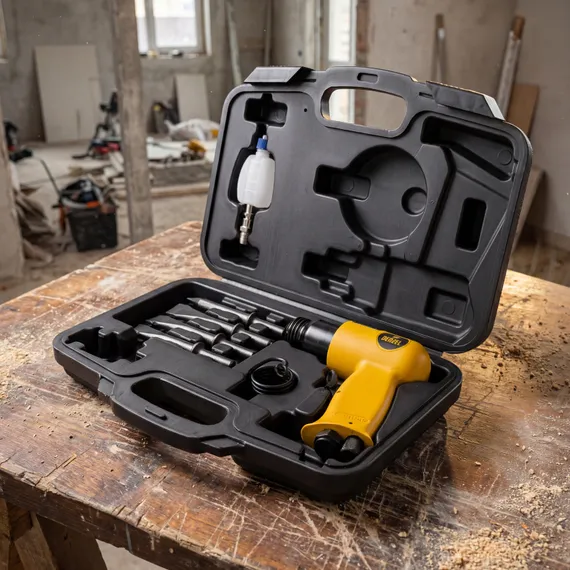 Пневматический молоток НР4500 + набор насадок, 113 л/мин, 4500 уд/мин Denzel