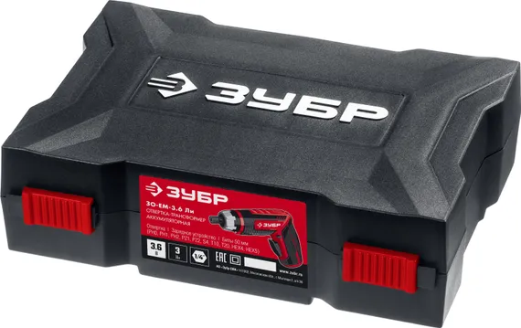 ЗУБР ViX-T 3.6 В, аккумуляторная отвертка-трансформер, кейс, 10 бит (ЗО-ЕМ-3.6 Ли)