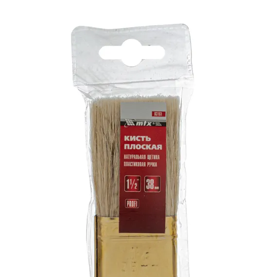 Кисть плоская "Профи" 1.5", натуральная щетина, пластмассовая ручка MTX