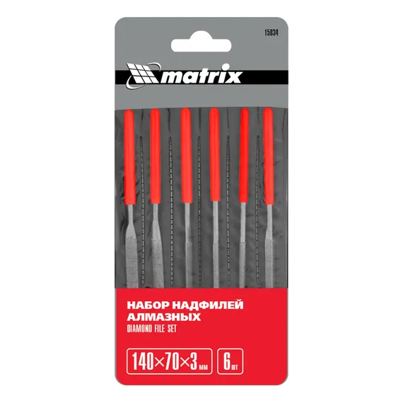 Набор надфилей алмазных, 140 х 70 х 3 мм, 6 шт Matrix