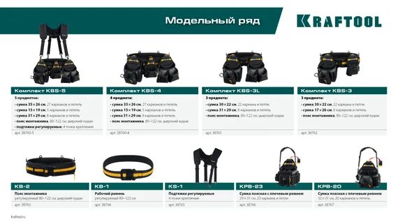 KRAFTOOL KPB-23 поясная сумка с быстросъёмным креплением FastClip, 290 х 310 мм (38766)