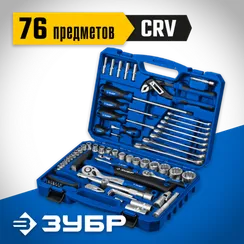 ЗУБР Универсал-76, 76 предм., (1/2″+ 1/4″), универсальный набор инструмента, Профессионал (27670-H76)