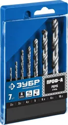 ЗУБР ПРОФ-А, 7 шт, (2.5-10.2 мм), сталь Р6М5, класс А, резьбовой, набор сверл по металлу, Профессионал (29625-H7R)