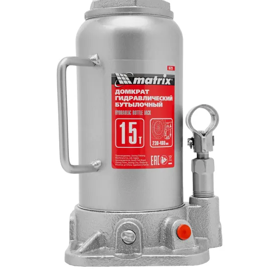 Домкрат гидравлический бутылочный, 15 т, высота подъема 230-460 мм Matrix