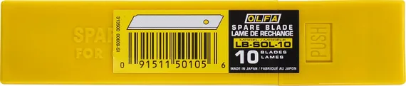 OLFA 18 мм, 10 шт, в пластиковом кейсе, несегментированные лезвия (OL-LB-SOL-10)