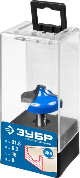 ЗУБР 31.8 x 16 мм, радиус 6.3 мм, фреза пазовая фасонная №2, Профессионал (28741-31.8)