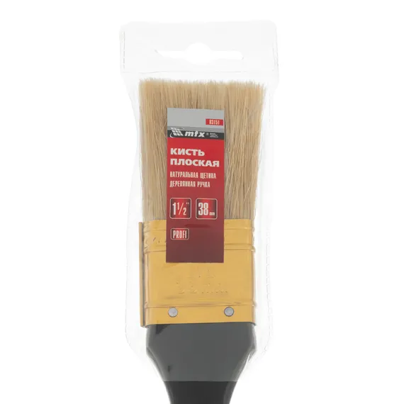 Кисть плоская "Профи" 1.5", натуральная щетина, деревянная ручка MTX