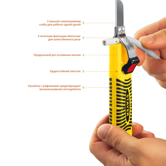 STAYER 8 - 28 мм, съемник изоляции кабелей (2-45303)