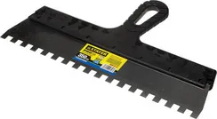 STAYER PROFlat, 350 мм, зуб 10 х 10 мм, пластиковая ручка, зубчатый, нержавеющий фасадный шпатель, Professional (1009-35-10)