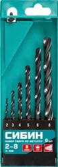 СИБИН 6 шт, (2-8 мм), быстрорежущая сталь, класс В, набор сверл по металлу (29610-H6)