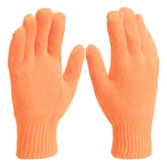 Перчатки трикотажные, акрил, двойные, оранжевый, двойная манжета Сибртех