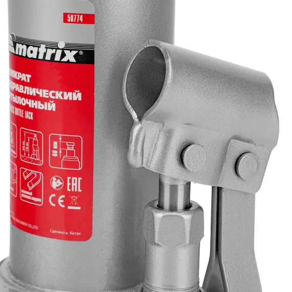 Домкрат гидравлический бутылочный, 3 т, h подъема 178-343 мм, в пластиковом кейсе Matrix