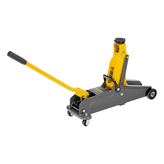 Домкрат гидравлический подкатной, 2 т, 135-385 мм, в пласт. кейсе Denzel