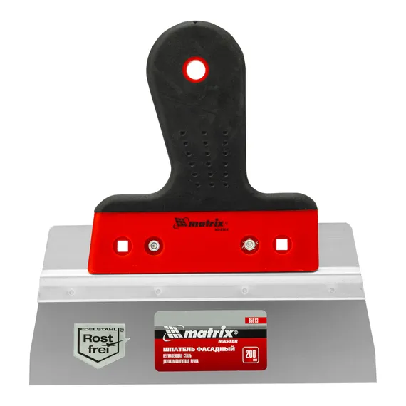 Шпатель фасадный из нержавеющей стали, 200 мм, узкое полотно, двухкомпонентная ручка Matrix