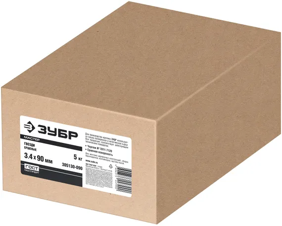 ЗУБР 90 x 3.4 мм, 5 кг, ершеные гвозди (305130-090)