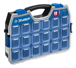 ЗУБР АМУР-11, 462 х 365 х 92 мм, Пластиковый органайзер со съемными лотками (38042-11)