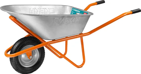 СИБИН СТ-12, 90 л, 180 кг, одноколесная, пневматические колеса, строительная тачка (39904)