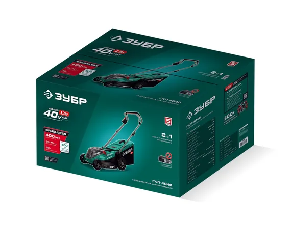 Аккумуляторная газонокосилка бесщеточная ЗУБР 40 В (2x20В), 400 мм, без АКБ (LMS) (ГКЛ-4040)