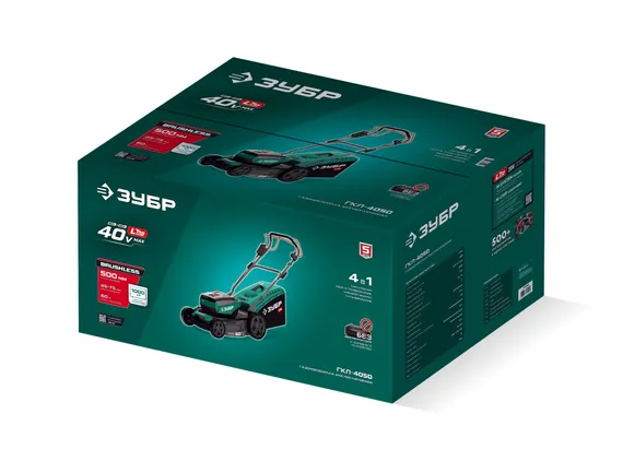 Аккумуляторная газонокосилка бесщеточная самоходная ЗУБР 40 В (2x20В), 500 мм, без АКБ (LMS) (ГКЛ-4050)