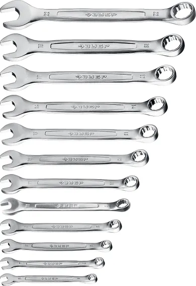 ЗУБР 12 шт, 6 - 22 мм, набор комбинированных гаечных ключей, Профессионал (27088-H12)