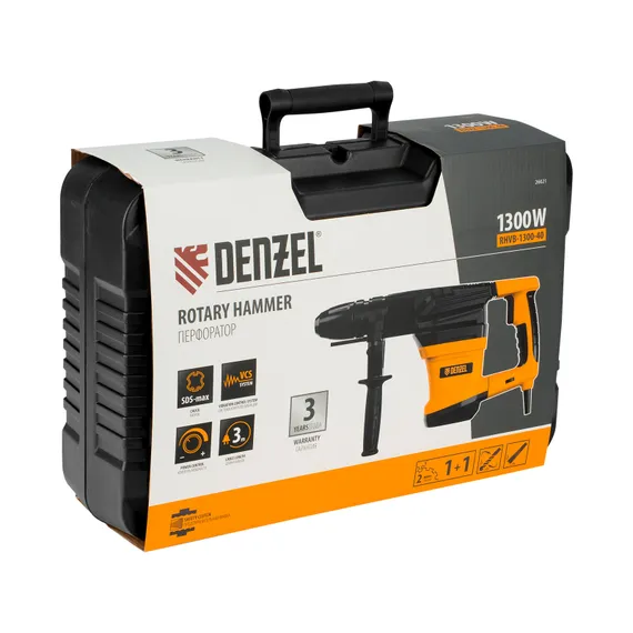 Перфоратор электрический RHVB-1300-40, SDS-Max, 1300 Вт, 10 Дж, 2 реж. Denzel