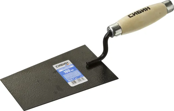 СИБИН 175 х 110 х 90 мм, деревянная ручка, стальная, кельма отделочника (0820-1)