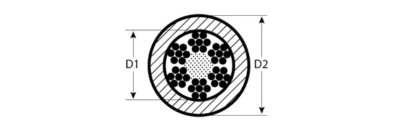 ЗУБР DIN 3055, свивка 6 x 7 + FC, 6 (8) мм, L 100 м, стальной трос в оплетке ПВХ, Профессионал (4-304120-06-08)