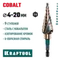 KRAFTOOL COBALT 4-20мм, 9 ступеней, азотирование, винтовая спираль, сверло ступенчатое(29691-4-20-9)