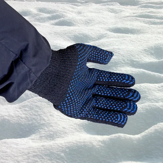 Перчатки хлопкоэфирные плюшевые, ПВХ "Точка", 7 кл, 55 гр Сибртех