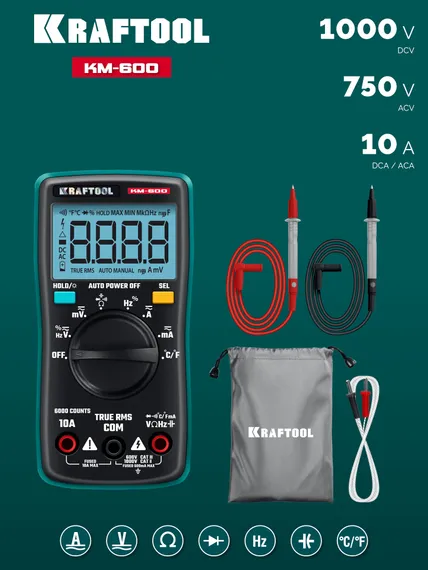 KRAFTOOL KM-600 цифровой мультиметр (59854)