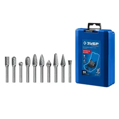ЗУБР 10 шт набор борфрез твердосплавных, хв-к 6 мм, ПРОФЕССИОНАЛ (28815-H10)