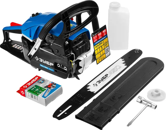 Бензопила цепная бензиновая, ЗУБР 56 см3, 45 см, Профессионал (ПБЦ-560 45ДП)