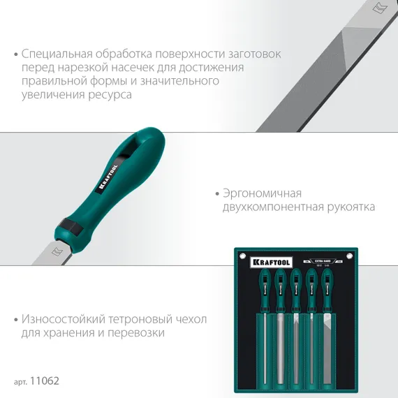 KRAFTOOL ALLIGATOR набор напильников, двухкомпонентная рукоятка, 200 мм