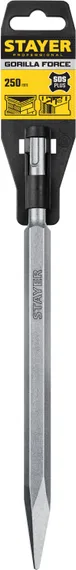 STAYER Gorilla Force, 250 мм, SDS-Plus, пикообразное зубило, Professional (29351-00-250)
