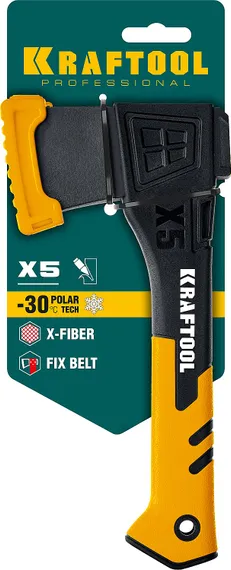 KRAFTOOL X5, 440/620 г, в чехле, 230 мм, универсальный топор (20660-05)