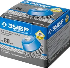 ЗУБР 80 мм, стальная проволока 0.5 мм, чашечная щетка-крацовка для УШМ, Профессионал (35275-080)