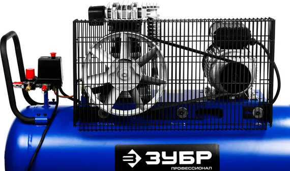 Компрессор ЗУБР 440 л/мин 100 л 2200 Вт ременной масляный Профессионал (ЗКПМ-440-100-Р-2.2)
