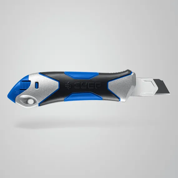 ЗУБР Титан-В, 18 мм, металлический обрезиненный нож с винтовым фиксатором, Профессионал (09174)