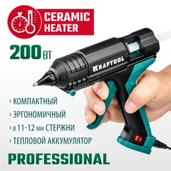 KRAFTOOL Grand 200, d 11 - 12 мм, 25 г/мин, электрический термоклеевой пистолет (06839)