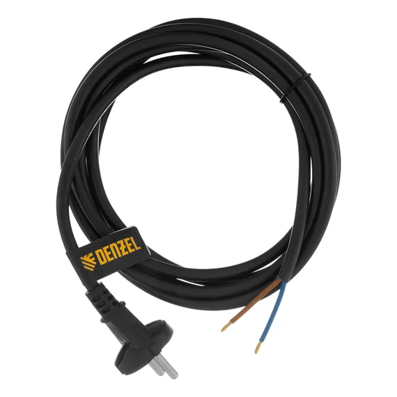 Шнур сетевой Energy Series, ПВС, 3 м, 2 x 1,5 мм, с неразборной вилкой, черный, Denzel