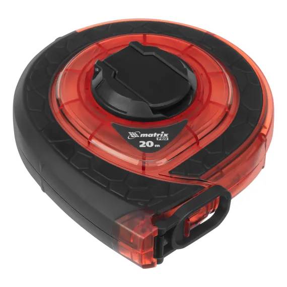 Рулетка геодезическая 20 м х 15 мм, закрытый корпус, фибергласовая лента, двусторонняя шкала, Pro Matrix