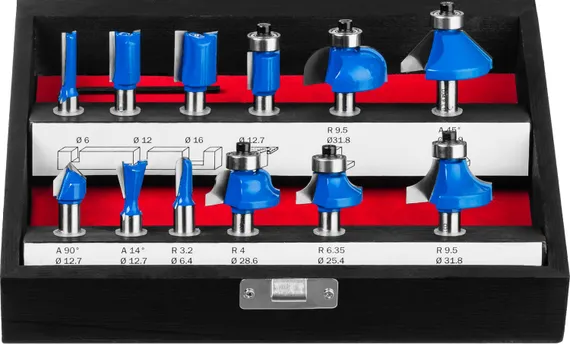 ЗУБР 12 шт, набор профильных фрез по дереву, Профессионал (28796-H12)