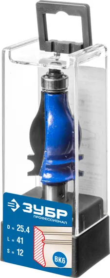 ЗУБР 25.4 x 41 мм, хвостовик 12 мм, фреза кромочная фигурная №5, Профессионал (28716-25.4)