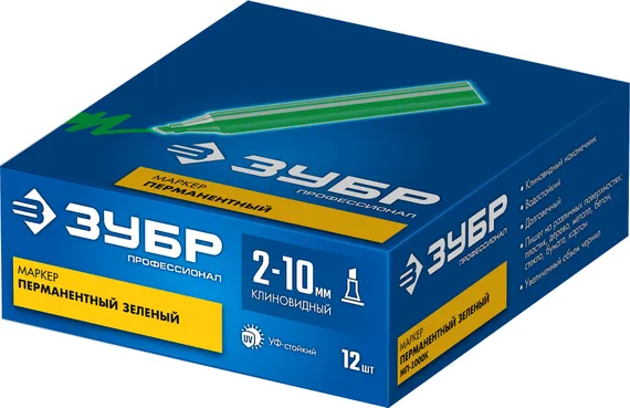 ЗУБР МП-1000К зеленый, 2-10 мм, клиновидный перманентный маркер (06333-4)