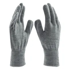 Перчатки трикотажные, акрил, серая туча, двойная манжета Сибртех