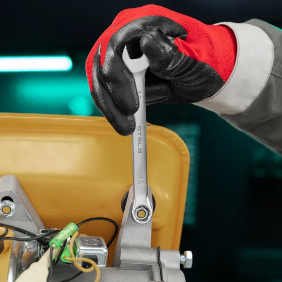 Ключ комбинированный, 10 мм, CrV, матовый хром Stels