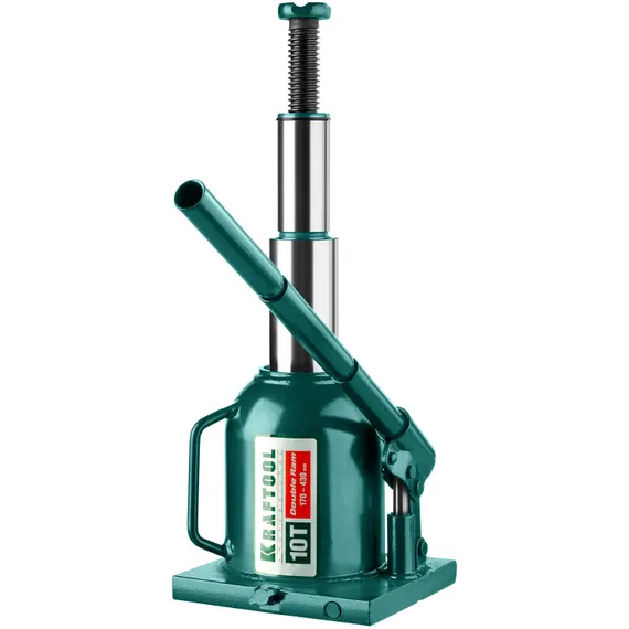 KRAFTOOL DOUBLE RAM, 10 т, 170 - 430 мм, с увеличенным подъемом, двухштоковый бутылочный домкрат (43463-10)